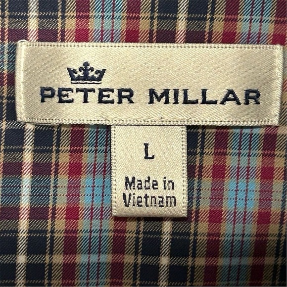 Peter Millar Men's Plaid Button-Down Shirt Multicolor Size L Long Sleeve - Picture 8 of 13